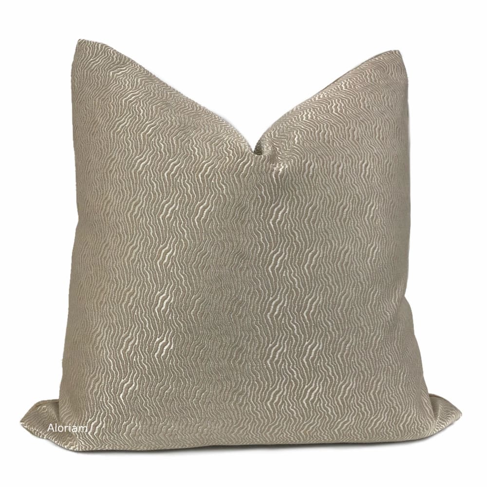 Jentry Haze Taupe Grayish Brown Abstract Wavy Lines Pillow Cover (Kravet Candice Olson fabric) - Aloriam