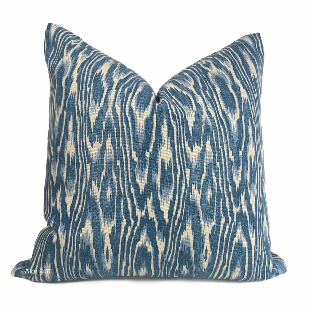 Kauri Blue Beige Faux Bois Print Pillow Cover - Aloriam