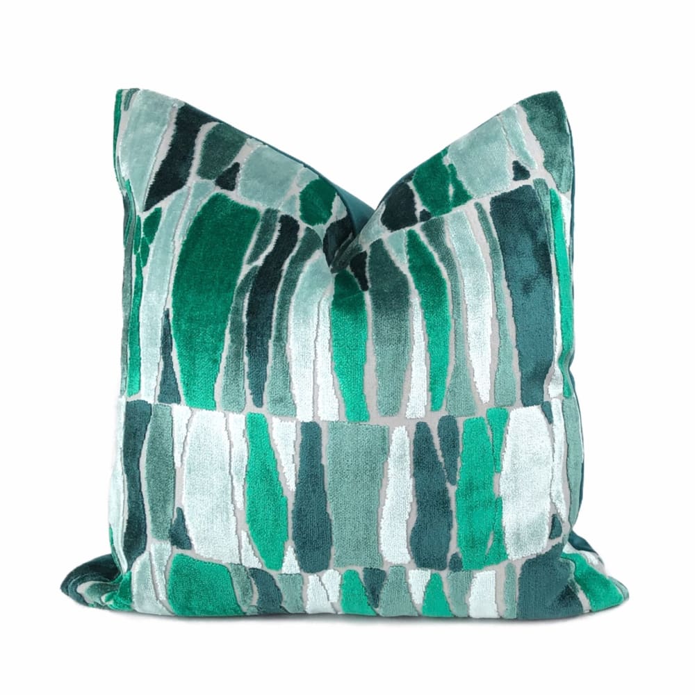 Kieran Abstract Green Velvet Pillow Cover - Aloriam