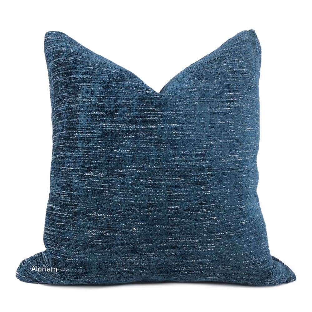Knox Azure Blue Slub Textured Chenille Pillow Cover - Aloriam