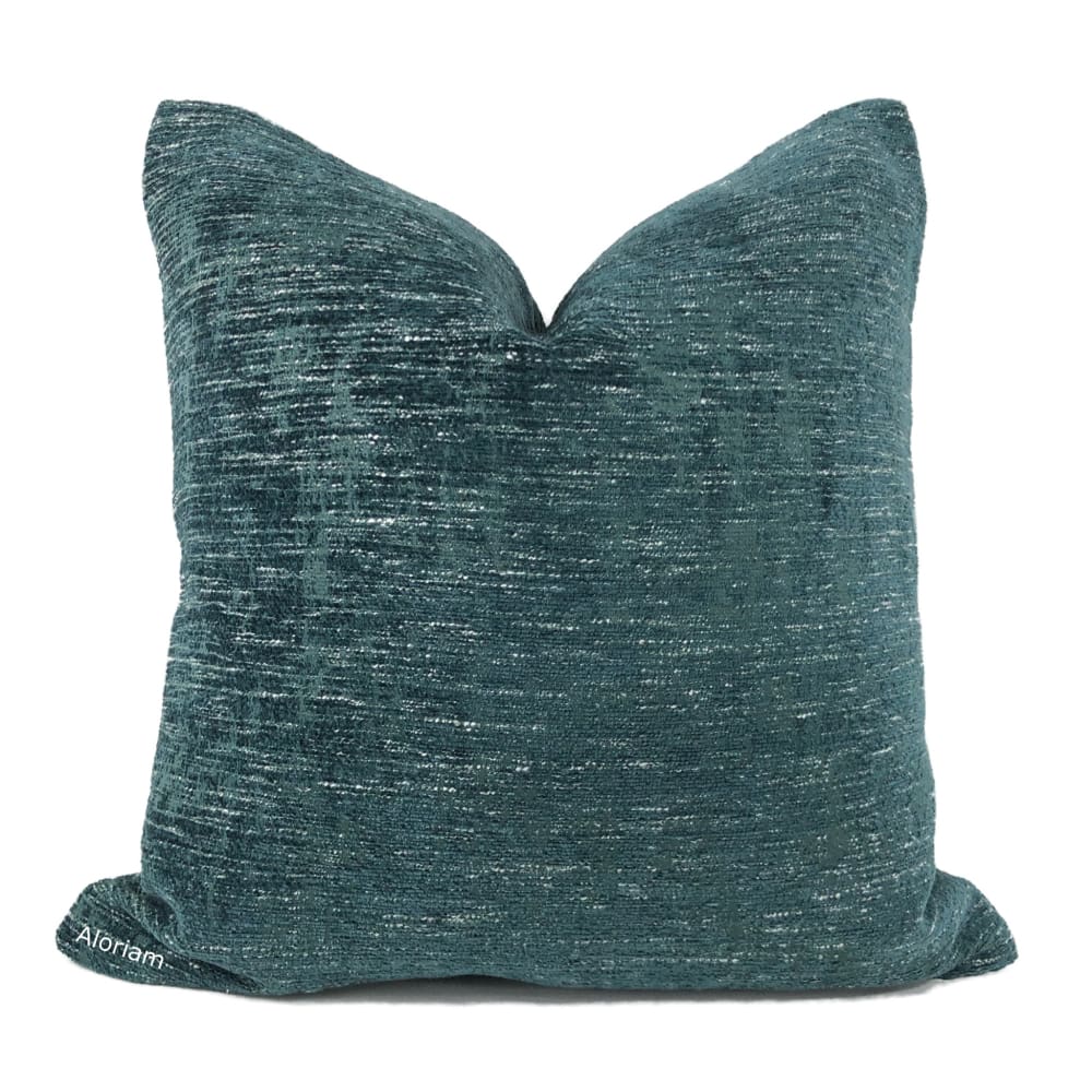 Knox Baltic Teal Slub Textured Chenille Pillow Cover - Aloriam