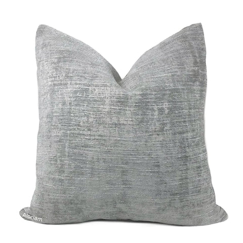 Knox Cement Gray Slub Textured Chenille Pillow Cover - Aloriam