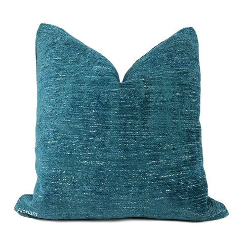 Knox Peacock Teal Slub Textured Chenille Pillow Cover - Aloriam