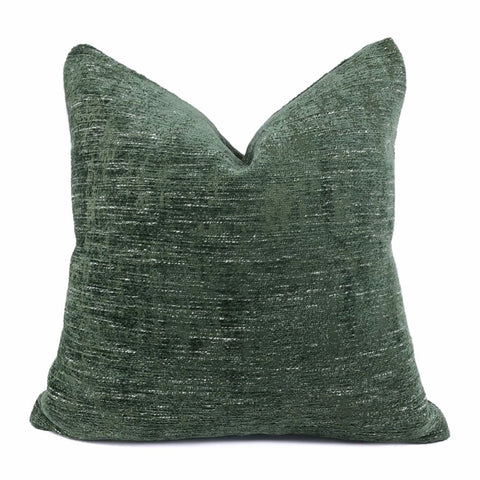 Knox Spinach Green Slub Textured Chenille Pillow Cover - Aloriam