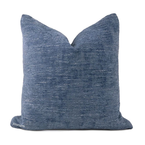 Knox Stonewash Blue Slub Textured Chenille Pillow Cover - Aloriam
