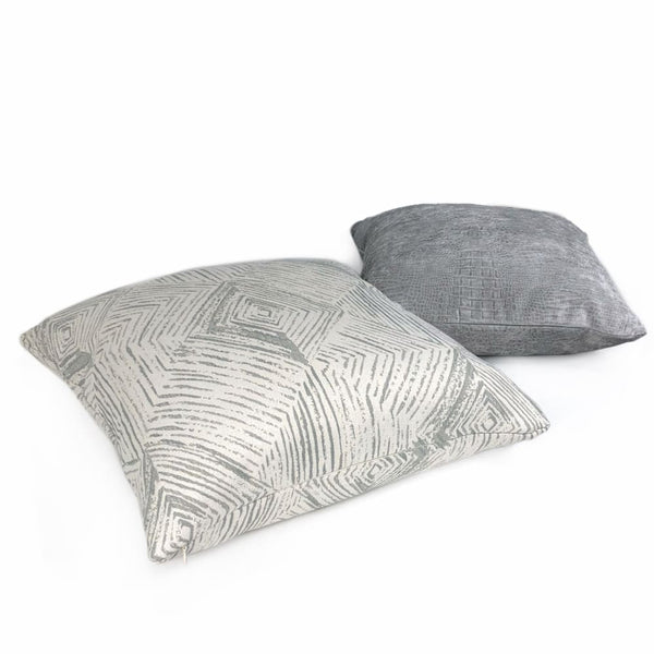 Kori Geometric Etchings Gray OffWhite Pillow Cover (Fabric by the Yar