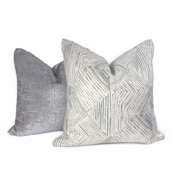 Kori Geometric Etchings Gray OffWhite Pillow Cover (Fabric by the Yar