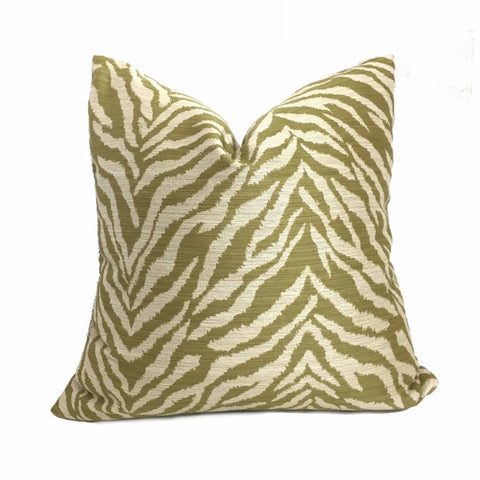 Kravet 32081.3 Faux Tiger Animal Stripe Green Ivory Pillow Cushion Cover Cushion Pillow Case Euro Sham 16x16 18x18 20x20 22x22 24x24 26x26 28x28 Lumbar Pillow 12x18 12x20 12x24 14x20 16x26 by Aloriam