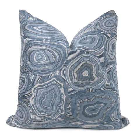 Kravet 34707 Blue Gray Off-White Agate Pattern Pillow Cover - Aloriam
