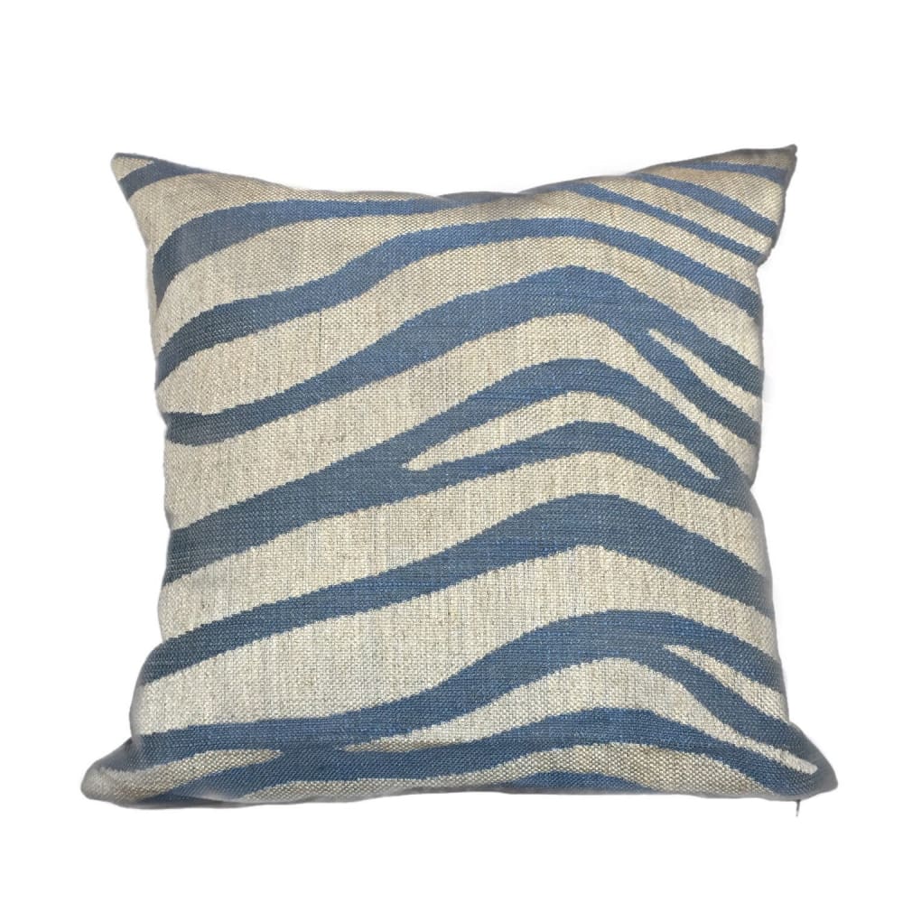 Kravet Alexa Hampton Tuckahoe Ripple Blue Beige Large Animal Stripe Pillow Cushion Cover - Aloriam