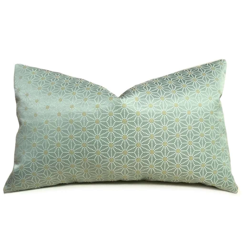 Kravet Japonica Lilypad Aqua Green Star Lattice Geometric Pillow Cover Cushion Pillow Case Euro Sham 16x16 18x18 20x20 22x22 24x24 26x26 28x28 Lumbar Pillow 12x18 12x20 12x24 14x20 16x26 by Aloriam