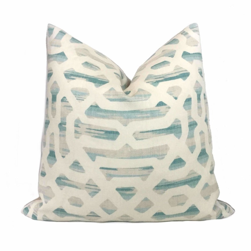Kravet Jeffrey Alan Marks Lattice Fretwork Beach Linen Pillow Cover