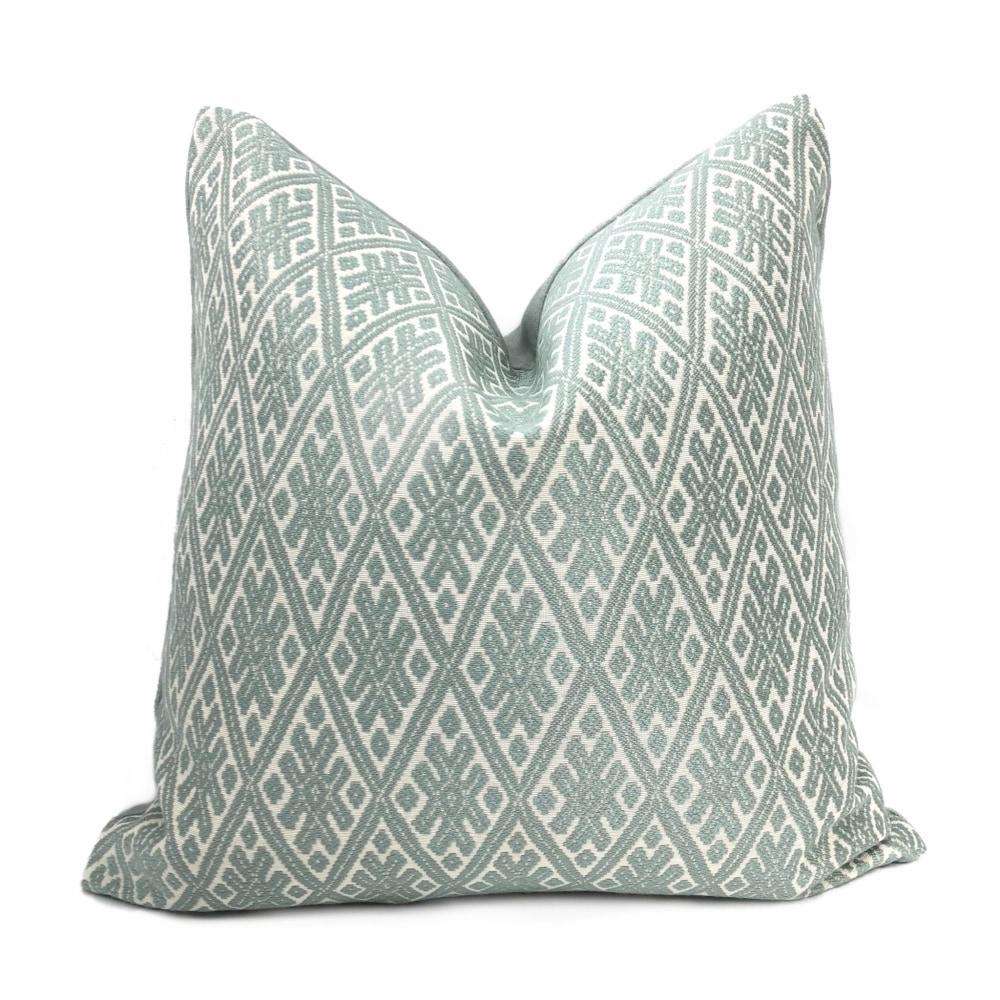 Kravet Marmari Spa Seaglass Green Tribal Diamond Pillow Cover