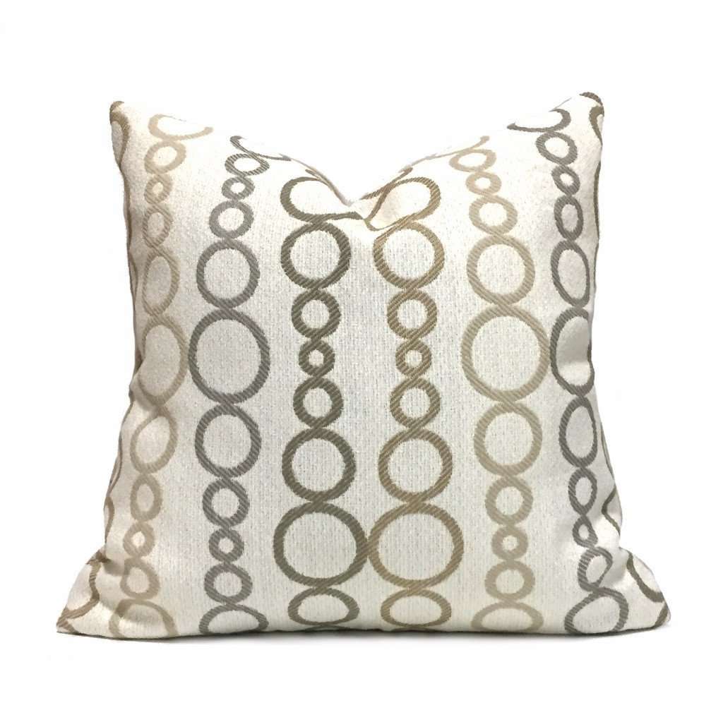 Kravet Modern Geometric Circles Tan Beige Cream Pillow Cover