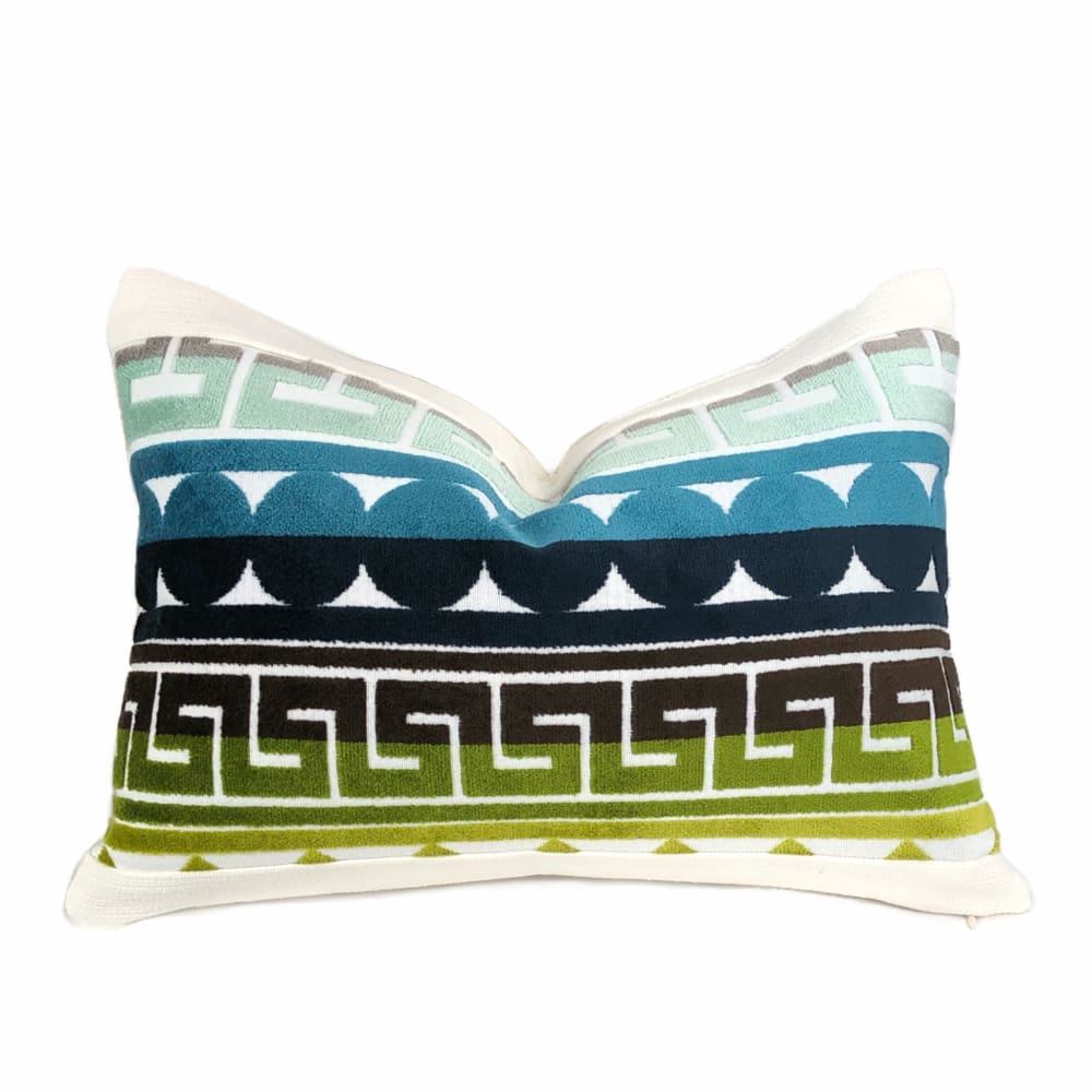 Kravet Seurat Seaside Jonathan Adler Multicolor Cut Velvet Lumbar Pillow Cover - Aloriam