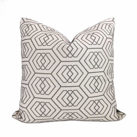 Kravet Thom Filicia Fiscoe Steel Geometric Hexagon Pillow Cover by Aloriam