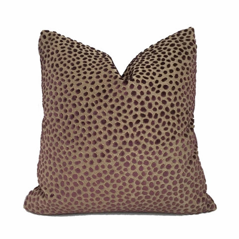 Lee Jofa Baker Lifestyles Cosma Cut Velvet Dots Aubergine Purple Tan Pillow Cover