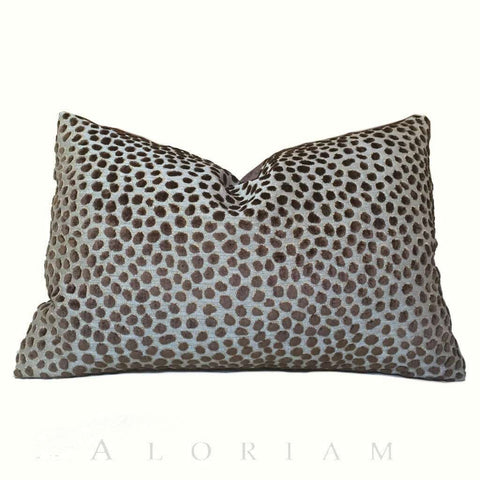 Lee Jofa Baker Lifestyles Cosma Cut Velvet Dots Brown Blue-Gray Pillow Cover
