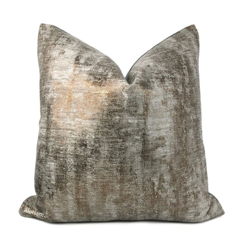 Leonardo Metallic Bronze Gray Patina Texture Pillow Cover - Aloriam