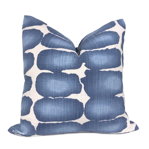 Leto Blue White Paint Dabs Modern Cotton Print Pillow Cover - Aloriam