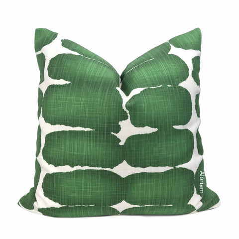 Leto Green White Paint Dabs Modern Cotton Print Pillow Cover - Aloriam