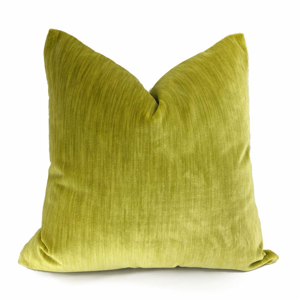 Lime Chartreuse Green Strie Velvet Pillow Cover - Aloriam