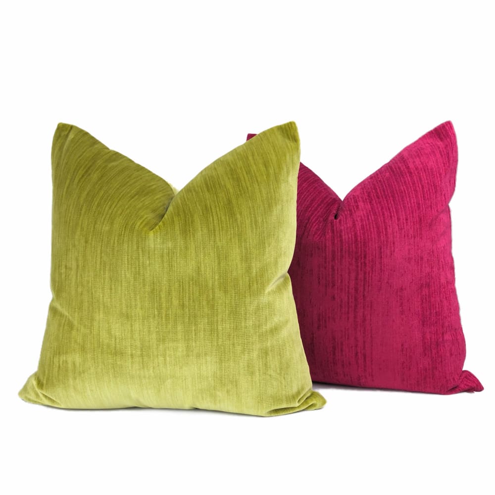 Lime Chartreuse Green Strie Velvet Pillow Cover - Aloriam