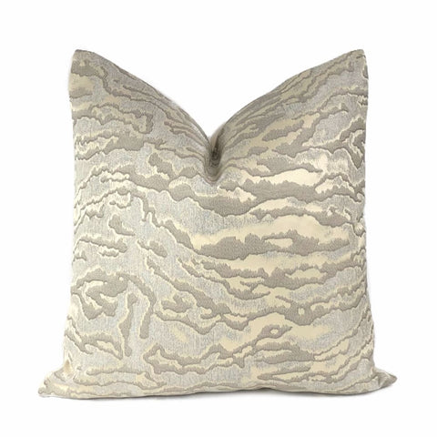 Lucca Ivory & Metallic Silver Tiger Stripe Pillow Cover - Aloriam