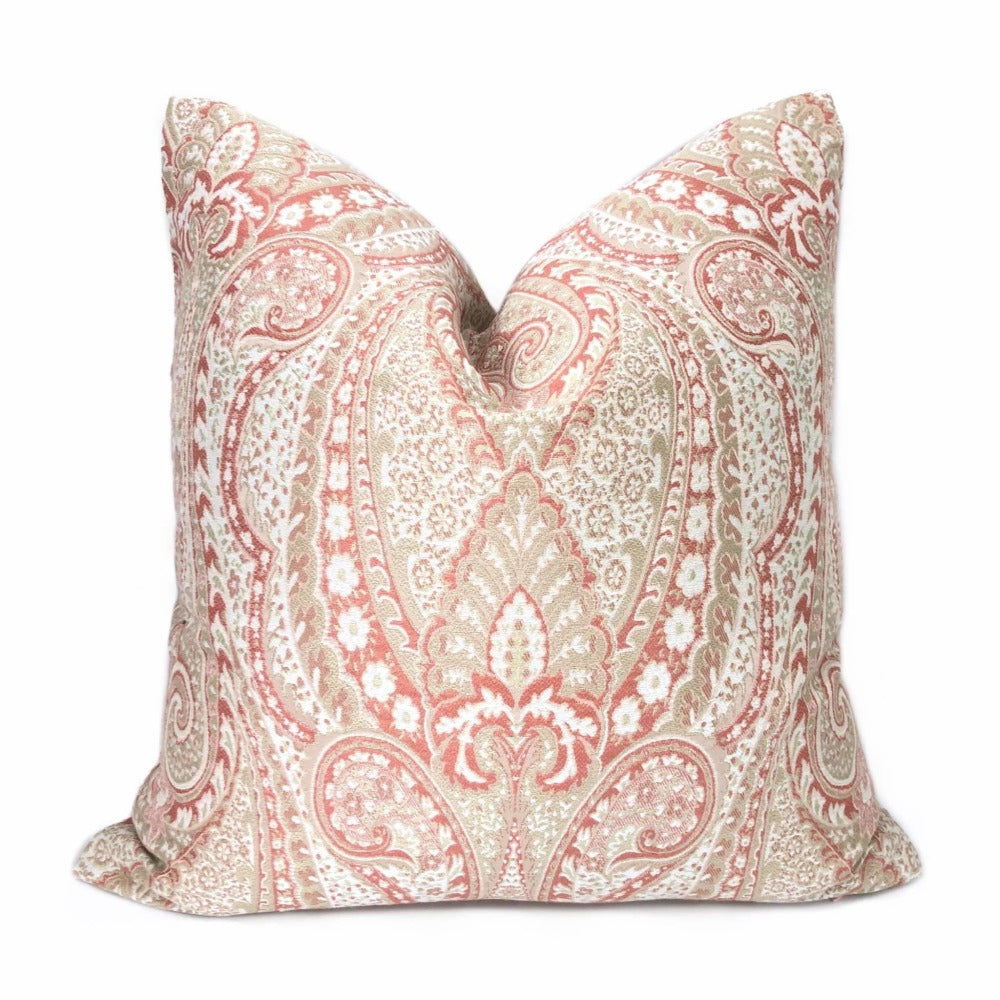 Lucia Cameo Pink & Cream Paisley Pillow Cover