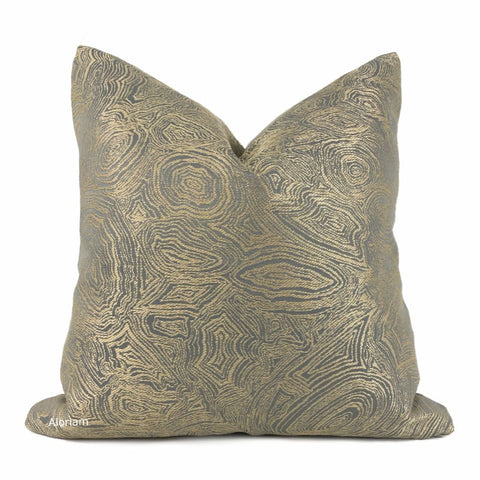 Lucian Gold Gray Agate Geology Pillow Cover - Aloriam