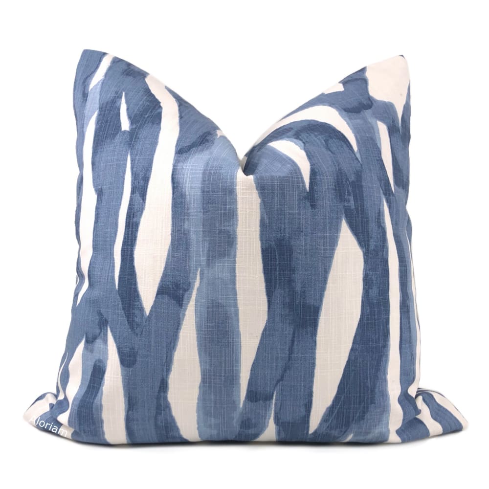 Lyra Blue White Brushstrokes Pillow Cover - Aloriam