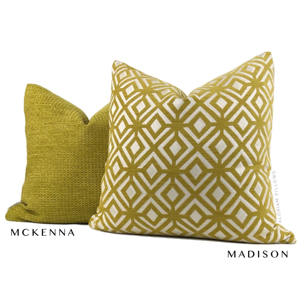 Madison Mustard Yellow Geometric Lattice Chenille Pillow Cover