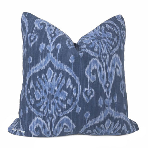 Malik Blue Ethnic Ikat Cotton Print Pillow Cover - Aloriam