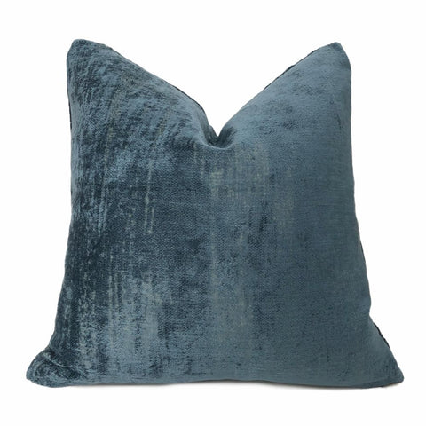 Marsden Two Tone Blue Distressed Chenille Texture Pillow Cover - Aloriam