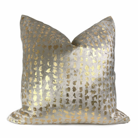 Matteo Champagne & Gold Metallic Leopard Spot Pillow Cover - Aloriam