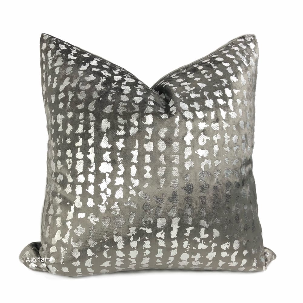 Matteo Graphite & Silver Metallic Leopard Spot Pillow Cover - Aloriam