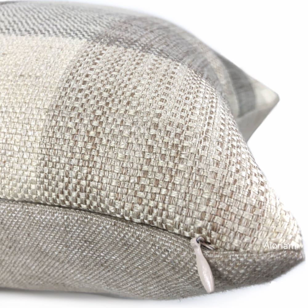 McKinley Cream Beige Brown Buffalo Plaid Pillow Cover - Aloriam