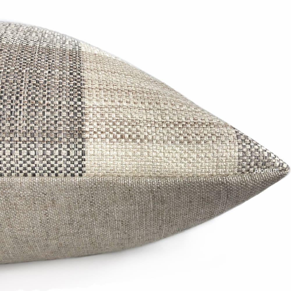 McKinley Cream Beige Brown Buffalo Plaid Pillow Cover - Aloriam