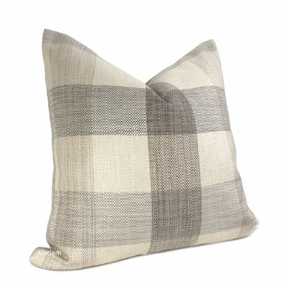 McKinley Cream Beige Brown Buffalo Plaid Pillow Cover - Aloriam