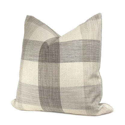 McKinley Cream Beige Brown Buffalo Plaid Pillow Cover - Aloriam