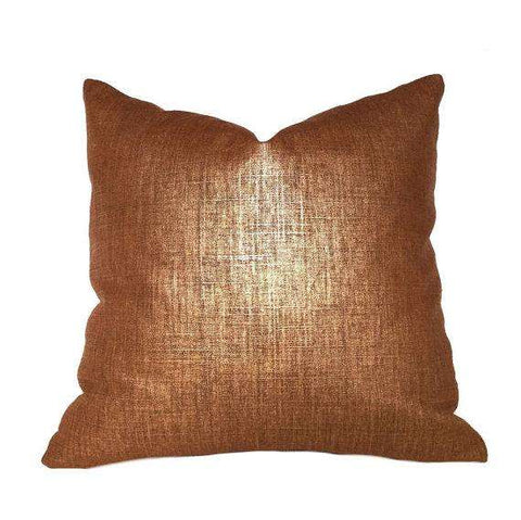 Metallic Copper Penny Glazed Linen Pillow Cover