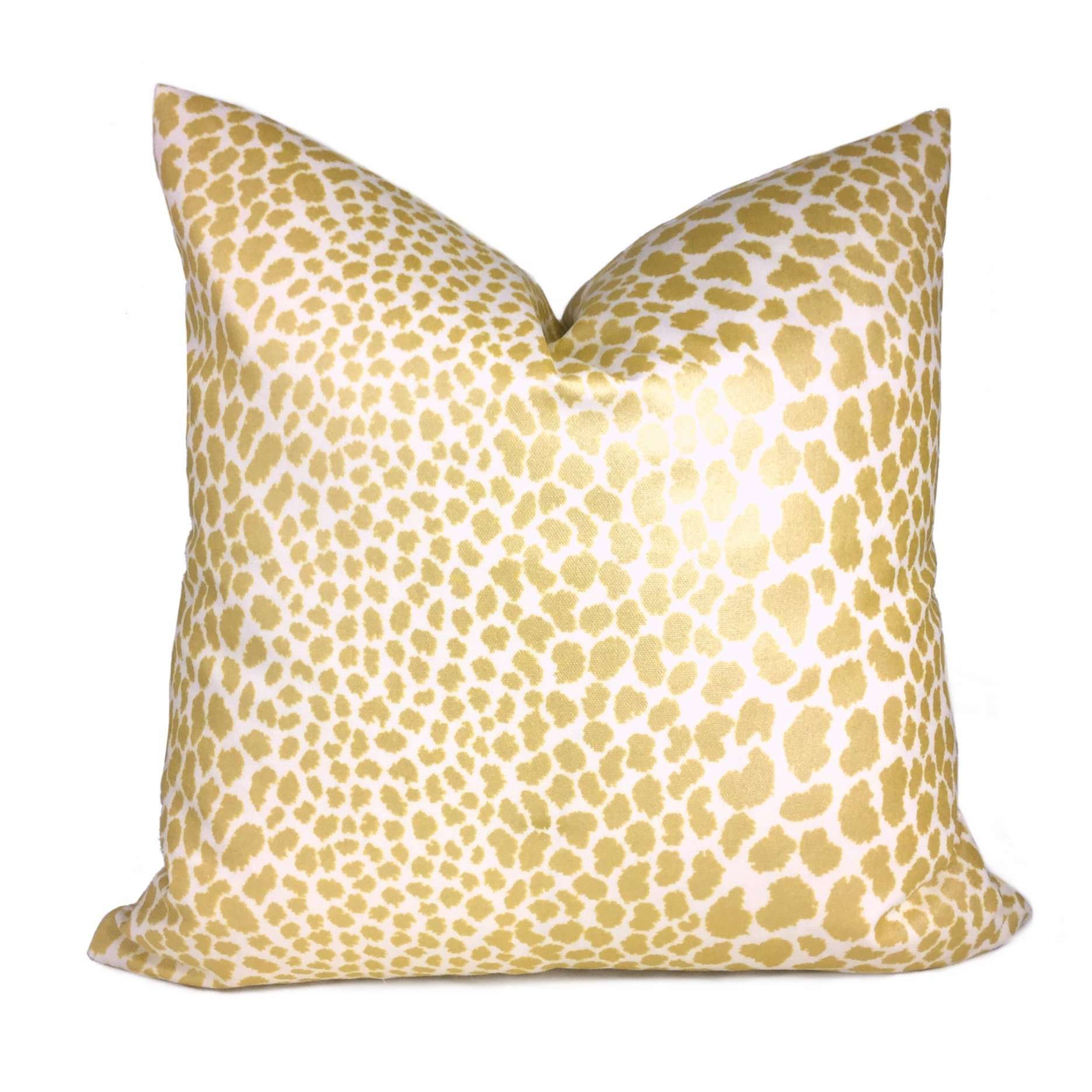 Metallic Gold Cream Leopard Spot Cotton Print 20x20 Pillow Cover