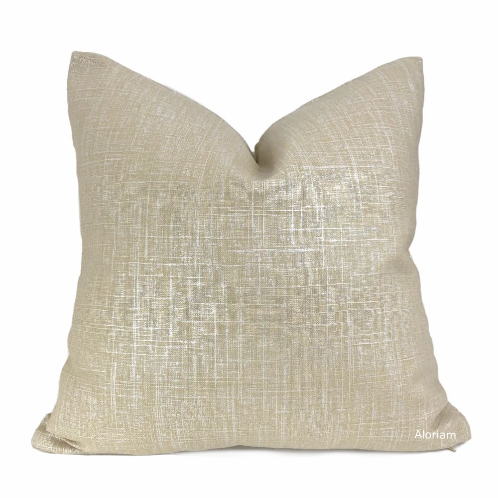 Metallic Pearl Glazed Beige Linen Pillow Cover - Aloriam