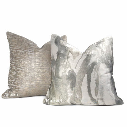 Miravel Oyster Gray Taupe Abstract Pillow Cover - Aloriam