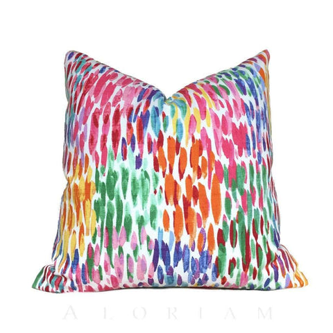 Modern Abstract Rainbow Paintbrush Multicolor Decorative Throw Pillow Cover