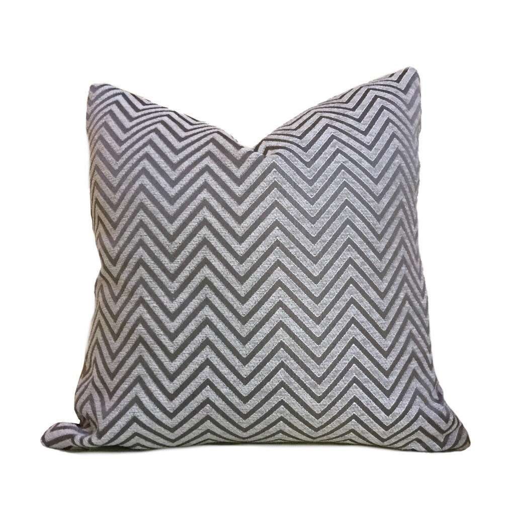 Modern Geometric Light Gray Dark Gray Chevron Zig Zag Upholstery Pillow Cushion Zipper Cover, Fits Lumbar 16" 18" 20" 22" 24" Inserts