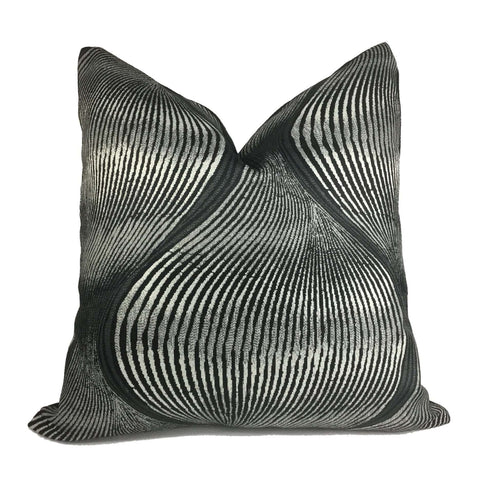 Modern Ogee Swirl Black Silver Gray Pillow Cover Cushion Pillow Case Euro Sham 16x16 18x18 20x20 22x22 24x24 26x26 28x28 Lumbar Pillow 12x18 12x20 12x24 14x20 16x26 by Aloriam