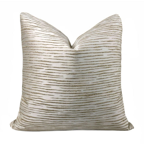 Morrison Oyster Brown Freeform Stripes Pillow Cover - Aloriam