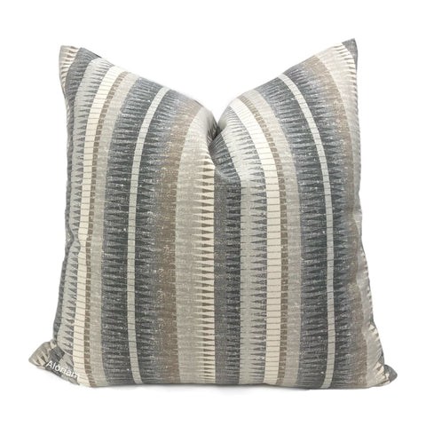 Muskogee Gray Taupe Brown Stripe Pillow Cover - Aloriam