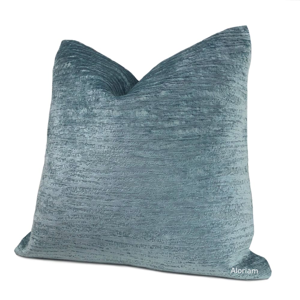 Naia Rainy Blue Textured Chenille Pillow Cover - Aloriam